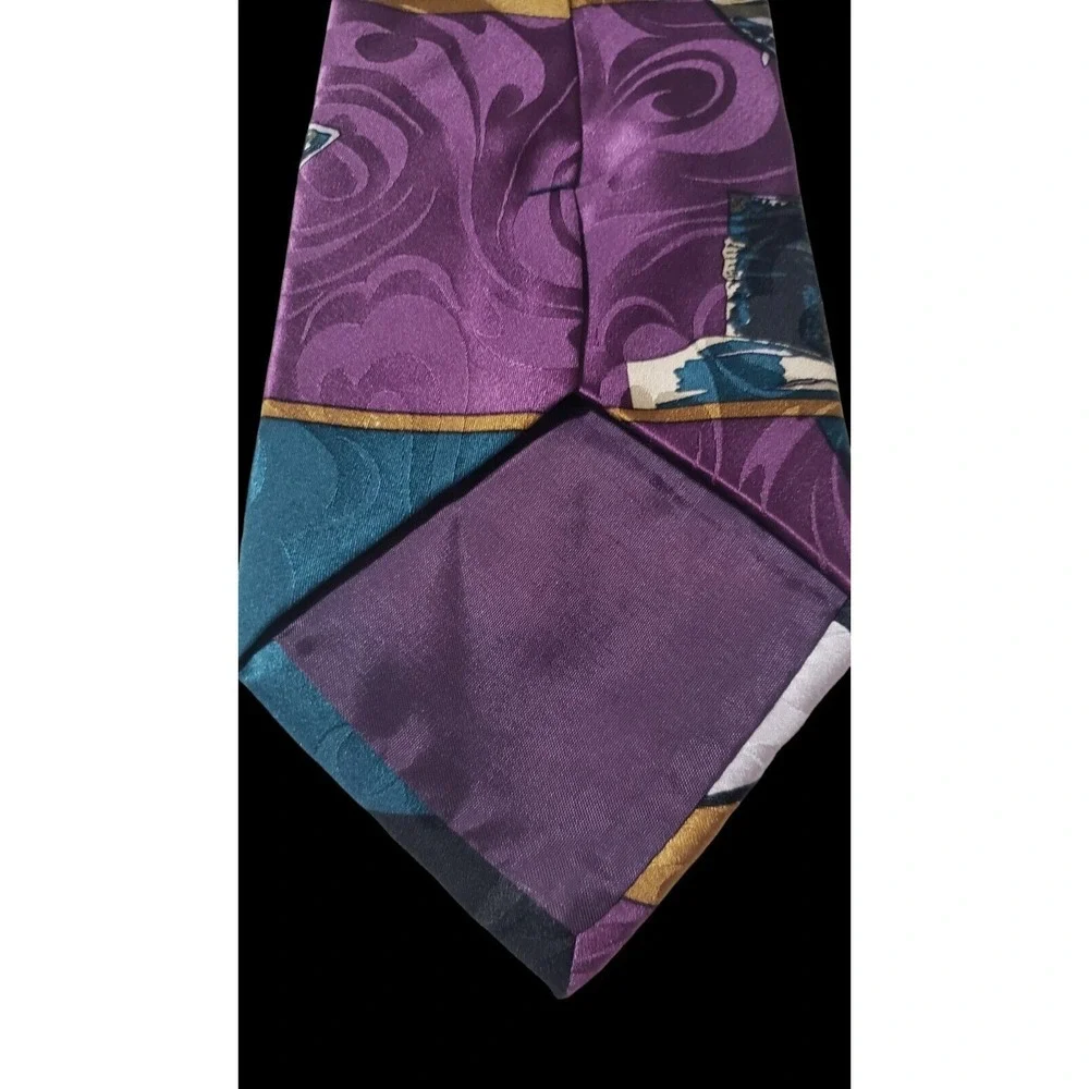 Francesca Bolta Handmade 100% Silk Tie Purple Multi color and‎ Pattern